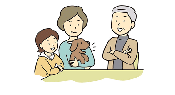 葬儀・ペット葬について話し合うイラスト