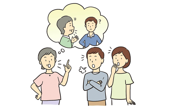 家の補修やリフォームについて話し合うイラスト