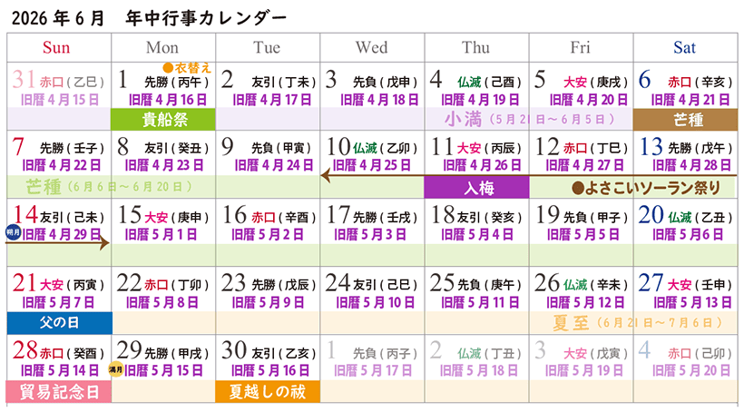 2026年6月の年中行事