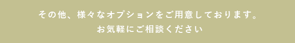 その他、様々なオプションをご用意しております。お気軽にご相談ください