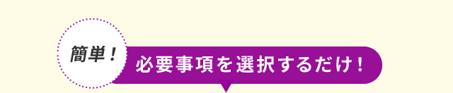 必須事項を選択するだけ